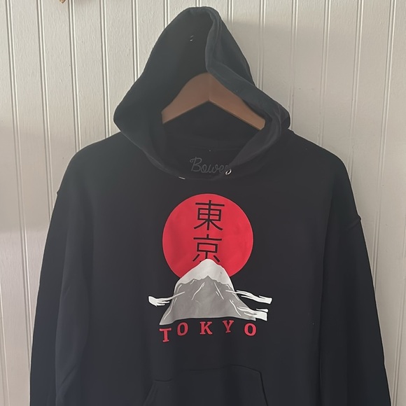 Bowery Supply Co. Tokyo Graphic Black Hooded Sweatshirt sz M - Picture 4 of 13